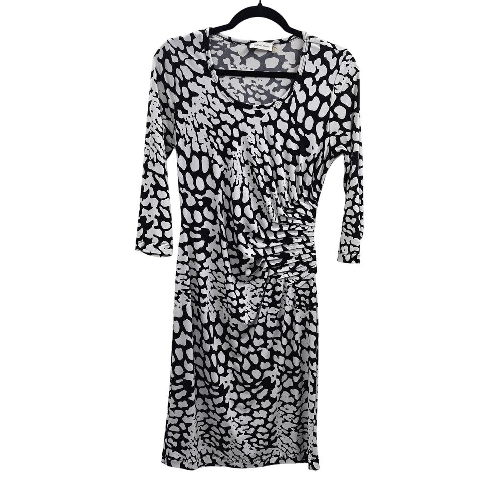 Calvin Klein Black White Dress Knee Length Size 6